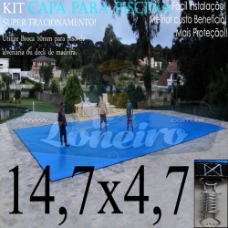 Capa para Piscina Super M: 14,7 x 4,7m PP/PE Cor Azul / Preto 90 molas 90 lonafix 5b
